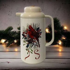 Lenox Winter Greetings Thermal Carafe Pitcher Insulated Cardinal Christmas Snow.